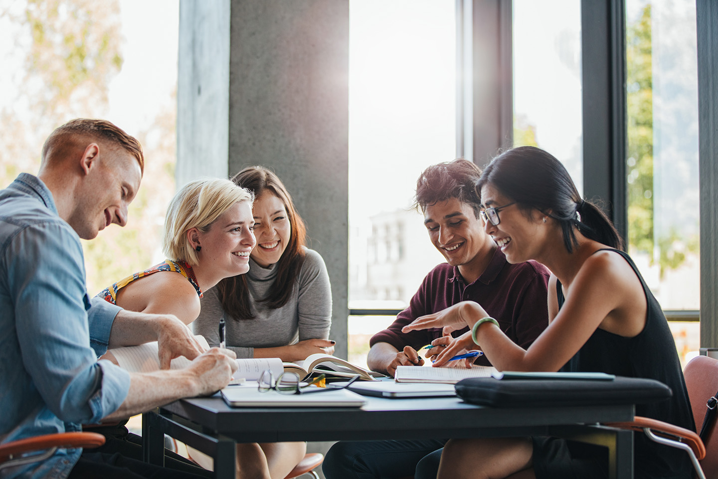 A group studying together.